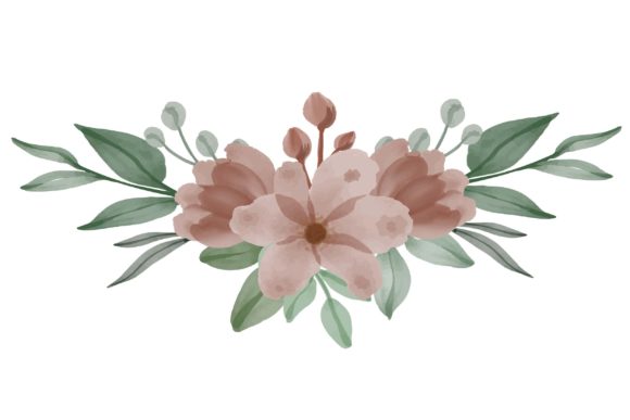 Arrangement of Brown Floral Watercolor Illustrations