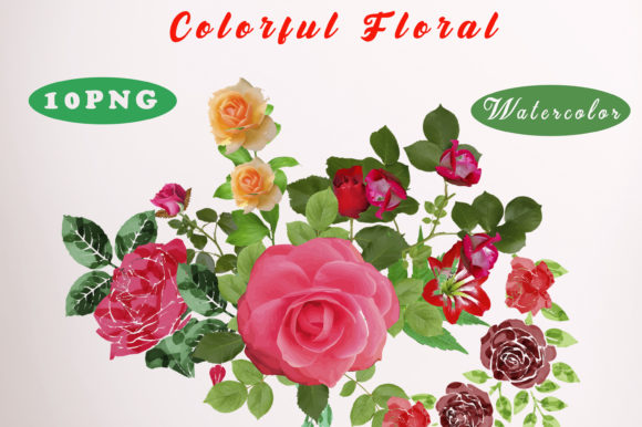 Clipart Watercolor Flowers Design and Illustrations