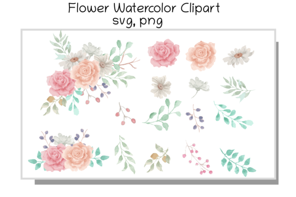 DIgital Clipart Watercolor Flower Illustrations