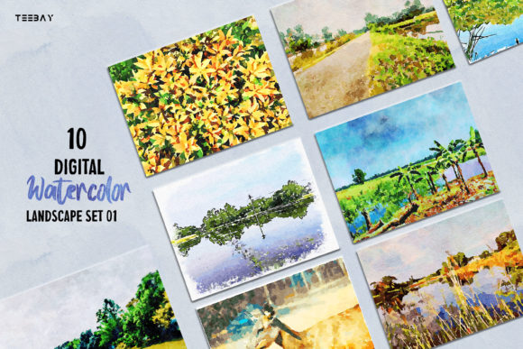 Digital Watercolor Nature Landscape