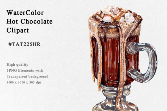 Hot Chocolate Lava Watercolor Clipart and Illustrations
