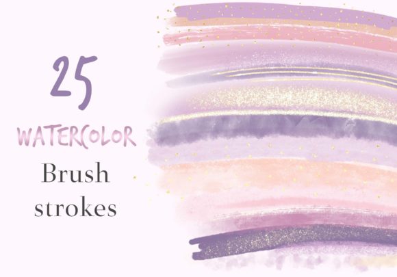 Purple Watercolor Brush Strokes Clipart and Illustrations