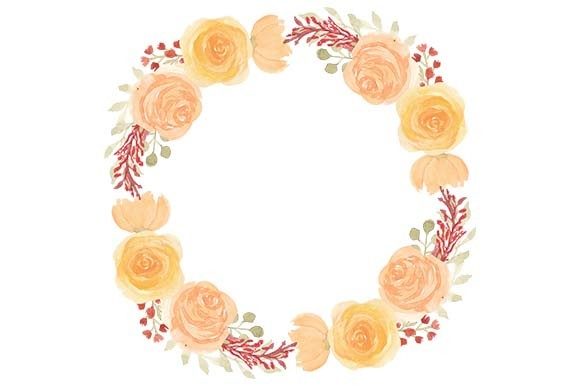 Rose Flower Wreath Watercolor Painting Illustrations