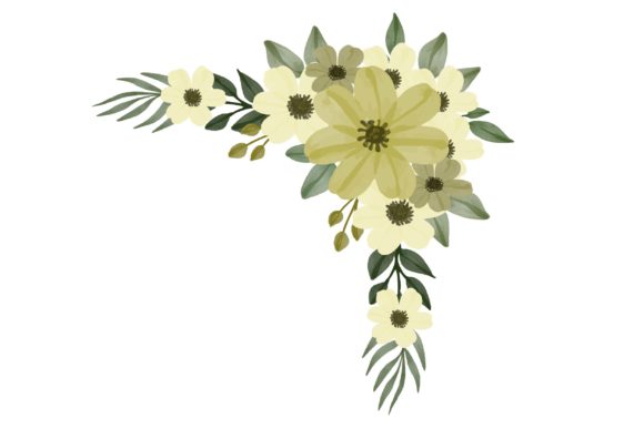 Set of Yellow Watercolor Floral Frame