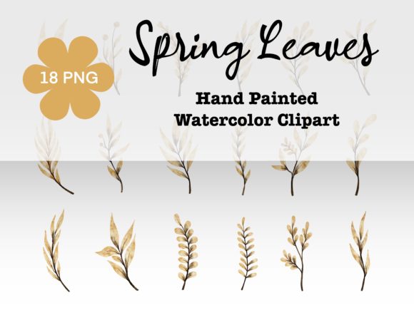Spring Leaves Watercolor Clipart