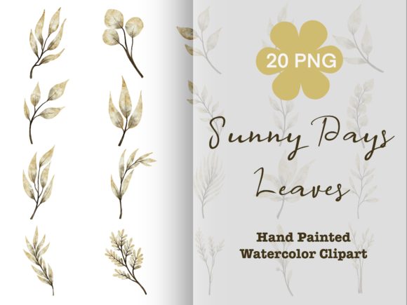 Sunny Days Leaves Watercolor Clipart PNG