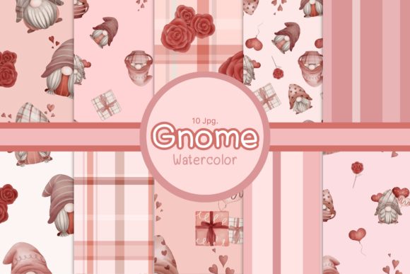 VALENTINE GNOMES Watercolor Patterns