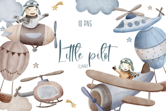 Watercolor Airplane PNG, Baby Clipart