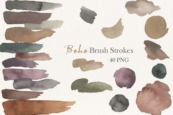 Watercolor Boho Brushstroke Clipart and Illustrations