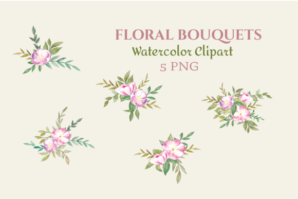 Watercolor Clipart Flower Bouquets and Illustrations