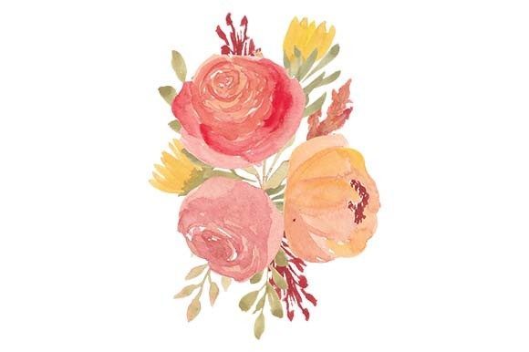 Watercolor Floral Arrangement with Rose Illustrations