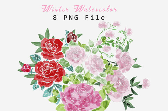 Watercolor Floral Clipart Design and Illustrations