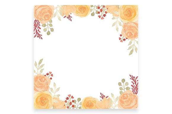 Watercolor Floral Frame with Rose Paint