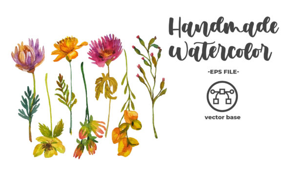 Watercolor Flower Elements and Illustrations