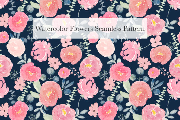 Watercolor Flowers Pattern and Illustrations