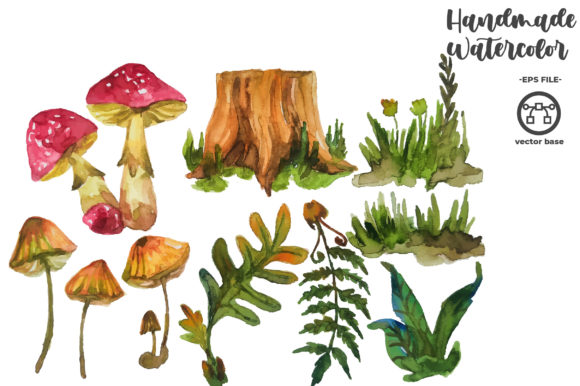 Watercolor Forest Elements Illustrations