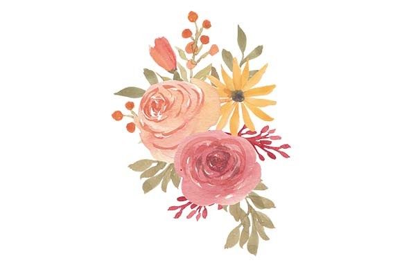 Watercolor Rose Flower Arrangement Illustrations