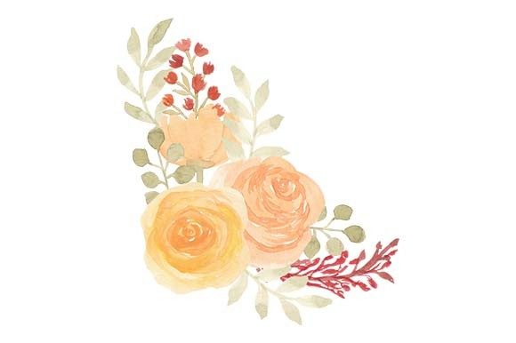 Watercolor Rose Flower Arrangement Paint
