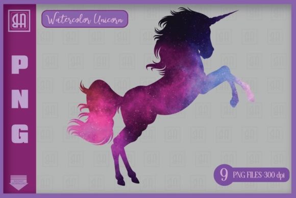 Watercolor Unicorn PNG - Unicorn Bundle