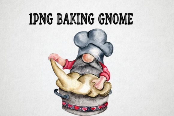 Watercolor Valentine Baking Gnome Illustrations