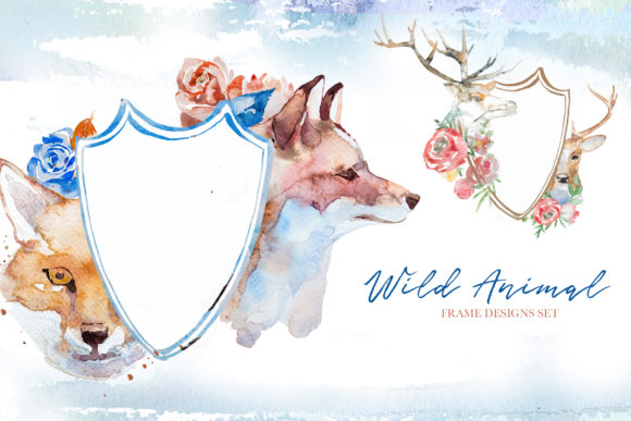 Watercolor Wild Animals Frames Clipart