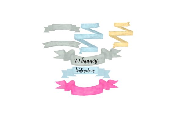 Watercolour Banners Png Clipart & Illustrations